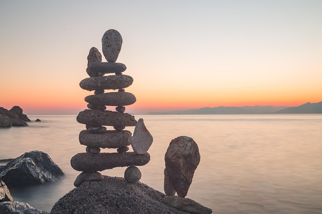 A well balanced stone cairn