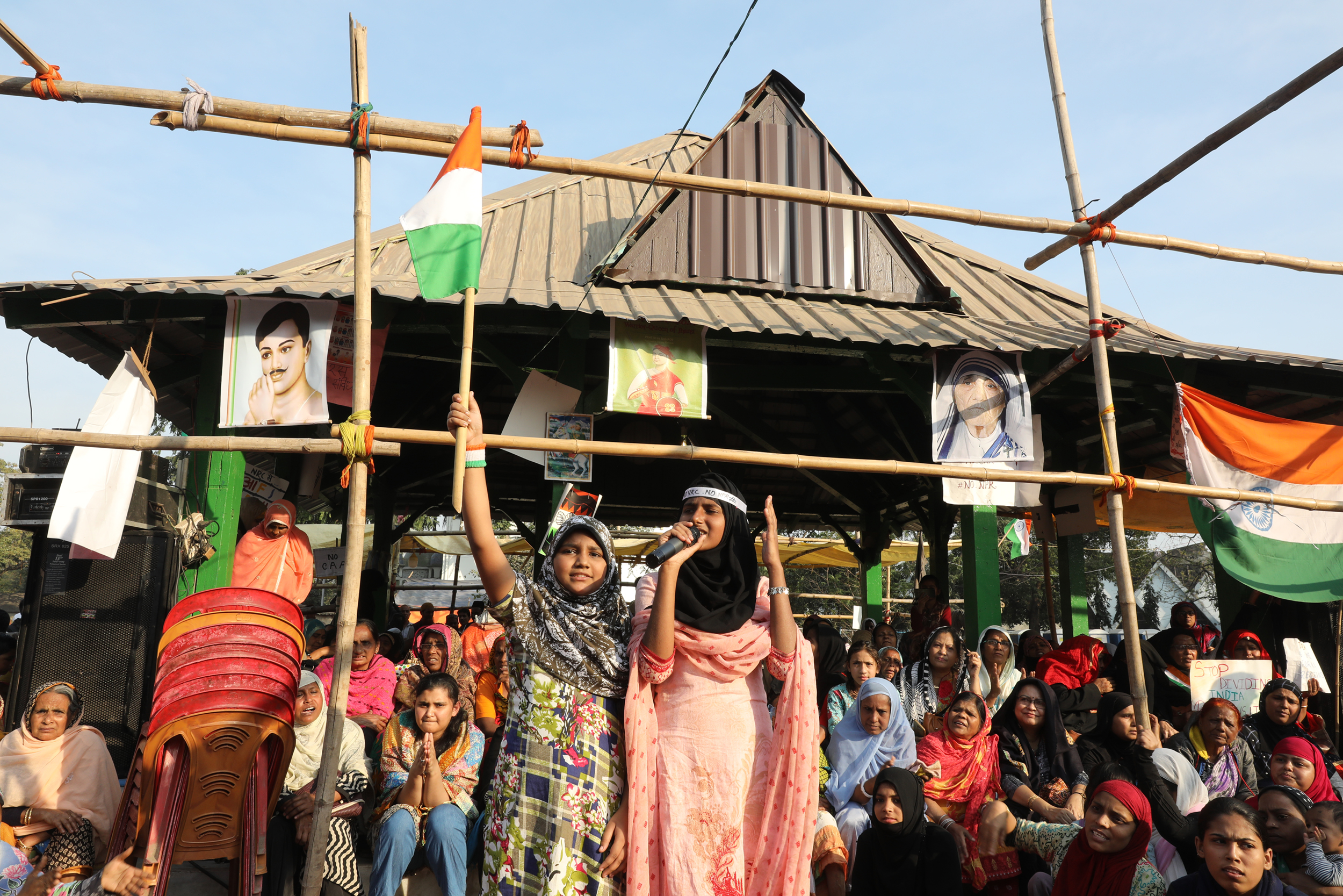 Muslim women protesting against the Indian government's plans of introducing a national register of citizens, Park Circus, Kolkata. January 2020.