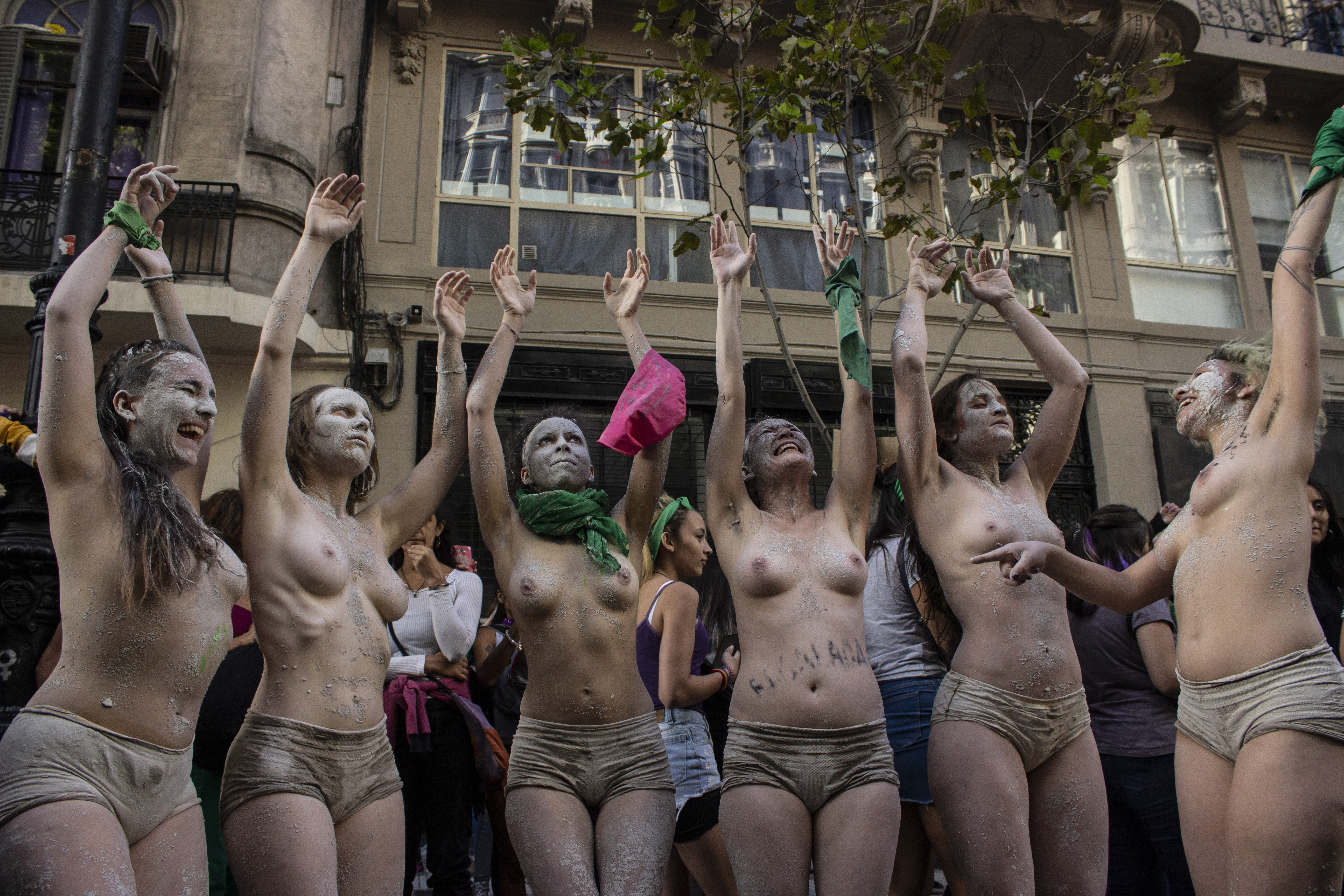 Topless protest in Buenos Aires, 8 March 2019.