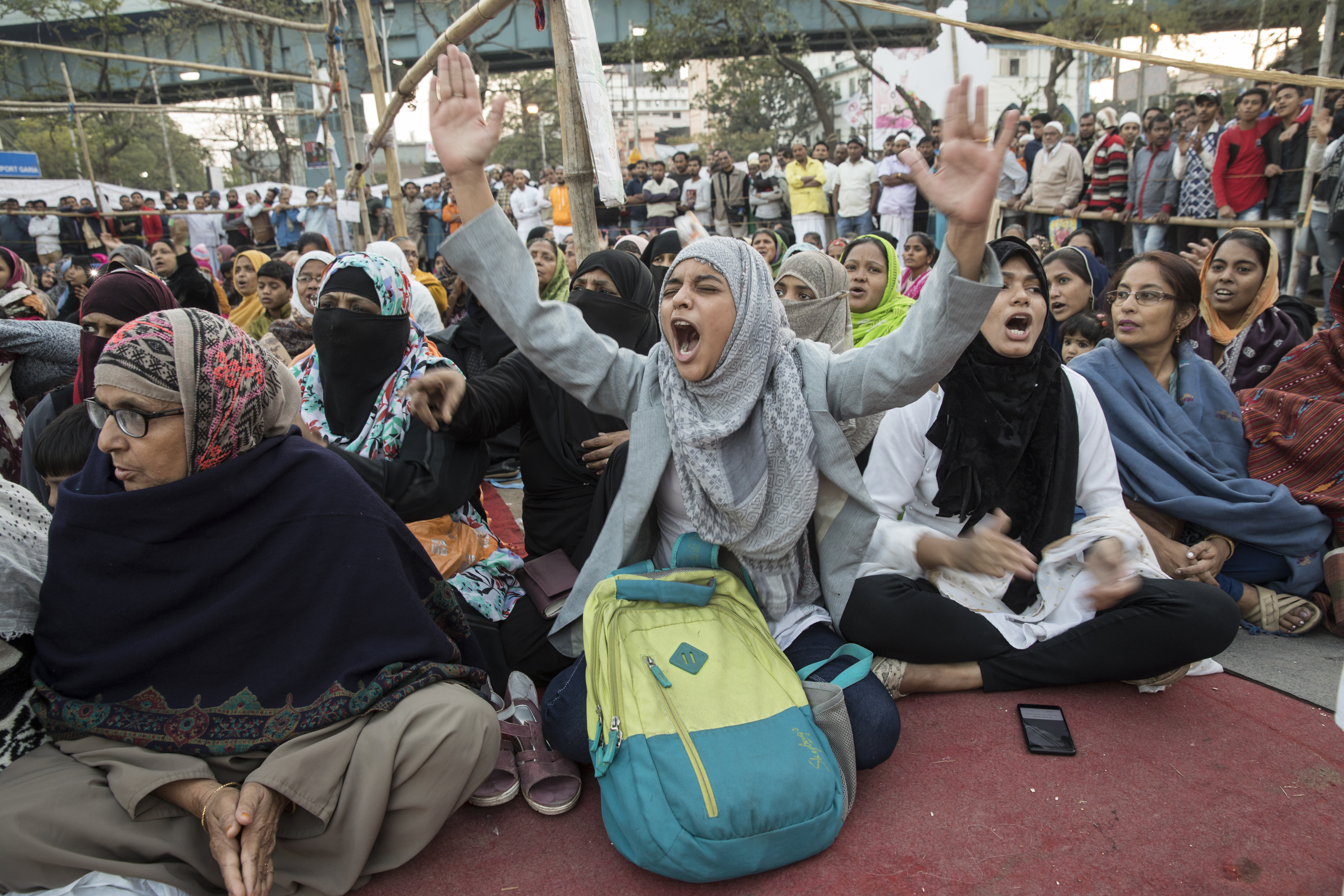 Muslim women staging a sit-in against the Indian government's plans of introducing a national register of citizens, Park Circus, Kolkata. January 2020.